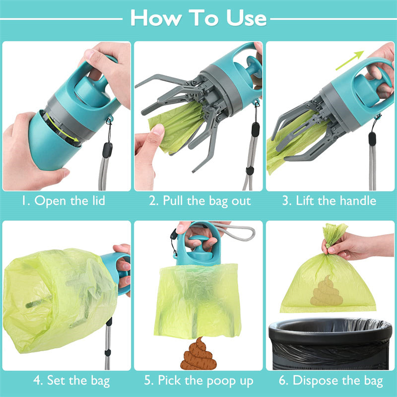 Pooper Scooper With Built-in Poop Bag Dispenser